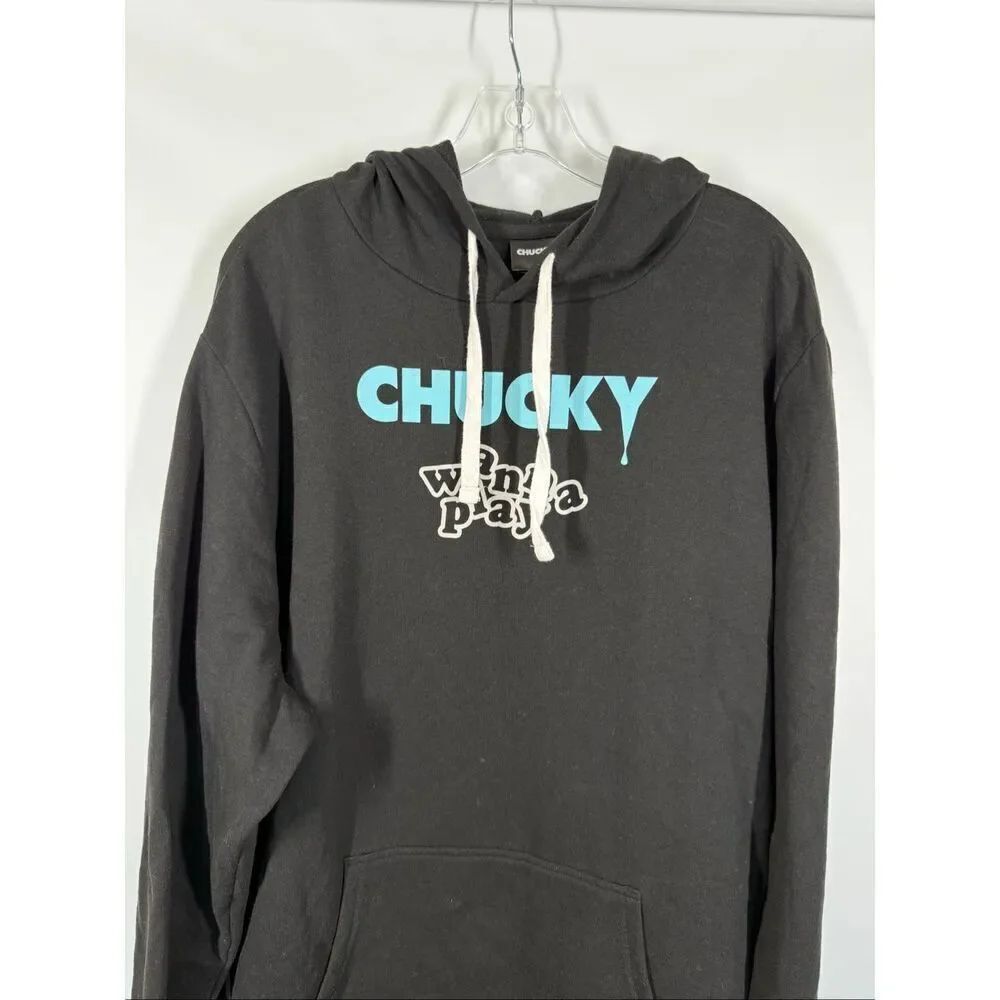 Chucky Wanna Play 2 sided men’s black hoodie size XXL NWOT